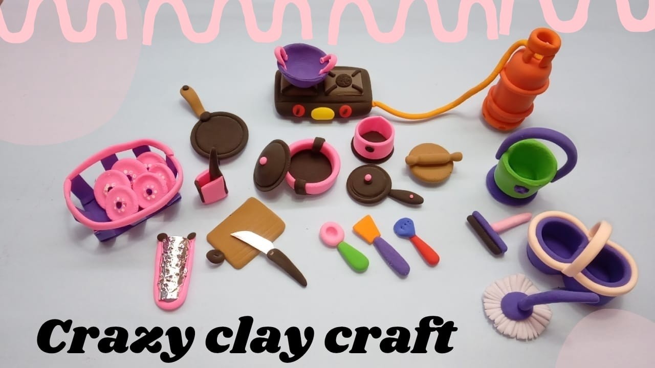 How to make mini kitchen set with clay✨ miniature Clay art tutorial 🙏