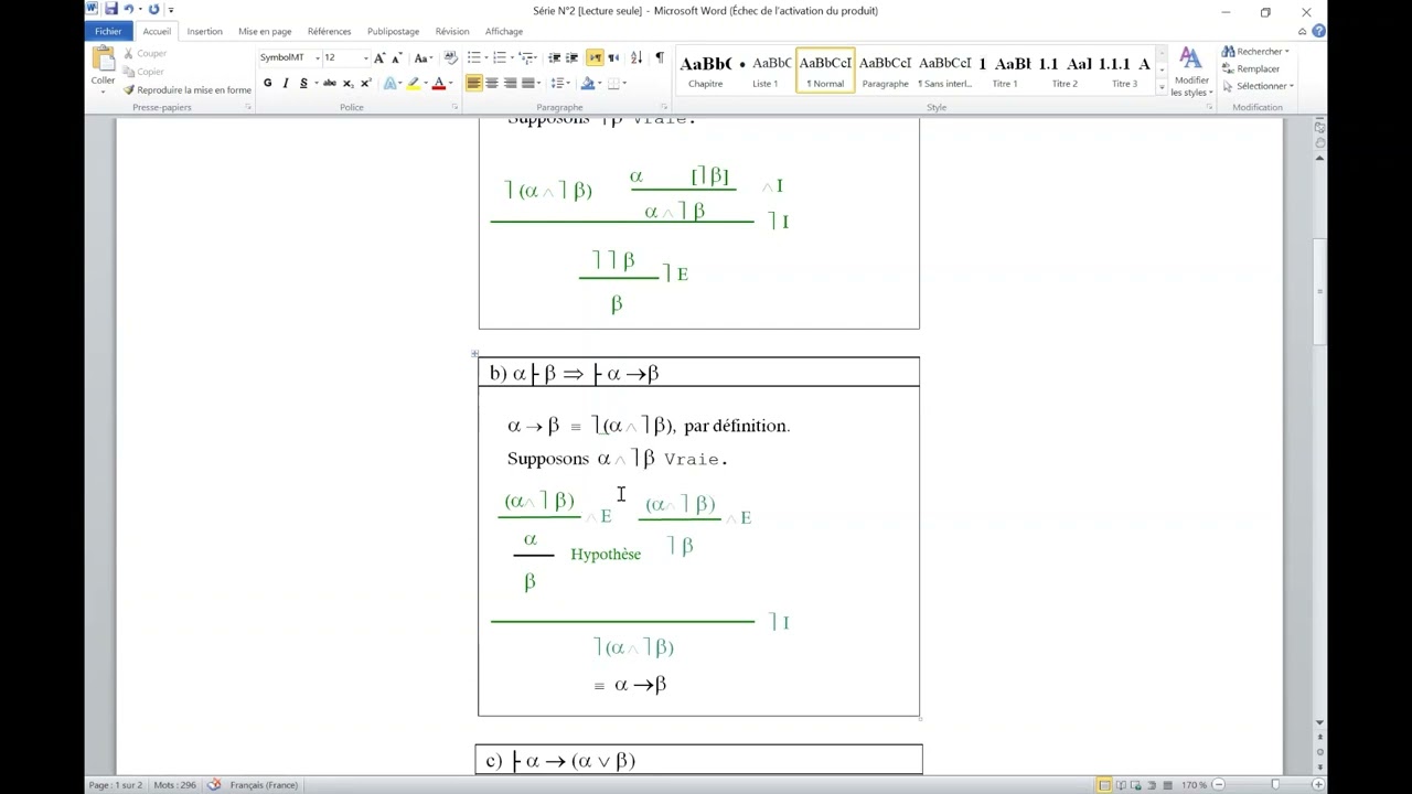 CALCUL PROPOSITIONNEL (DEDUCTION)