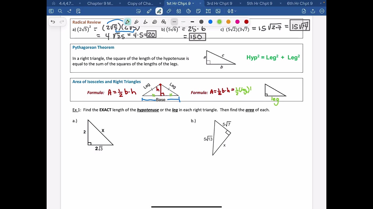 9.1 Apply the Pythagorean Theorem Part 1