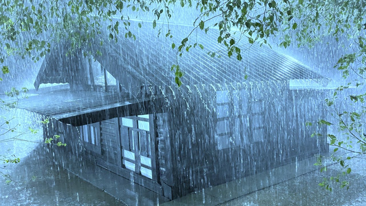Sleep Peacefully in the Pouring Rain & Thunder Roaring on Rickety Tin Roof in Rainforest at Night