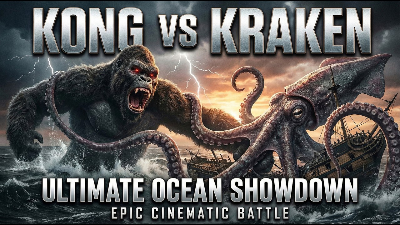 Конг против Кракена | Решающая океанская битва | Эпическое кинематографическое сражение монстров