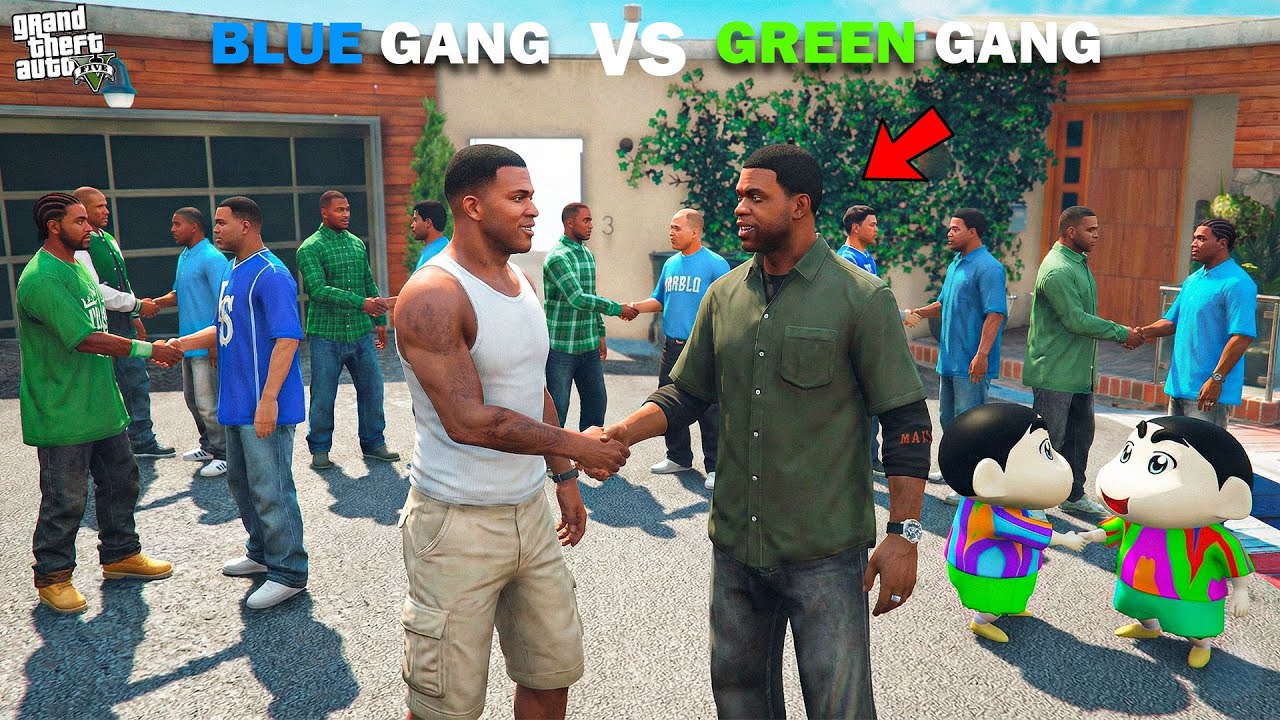 Franklin Blue Gang & Shinchan Green Gang Join Hands To Fight A GANG In GTA 5!