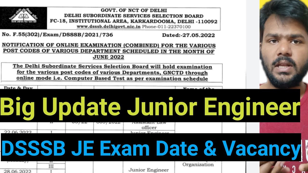 Big update : DSSSB Je Exam date & Vacancy Date out