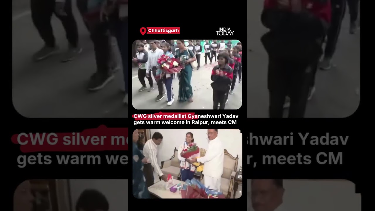 CWG 2026 Silver Medallist Gyaneshwari Yadav Receives Grand Welcome in Raipur #cwg #cwg2026