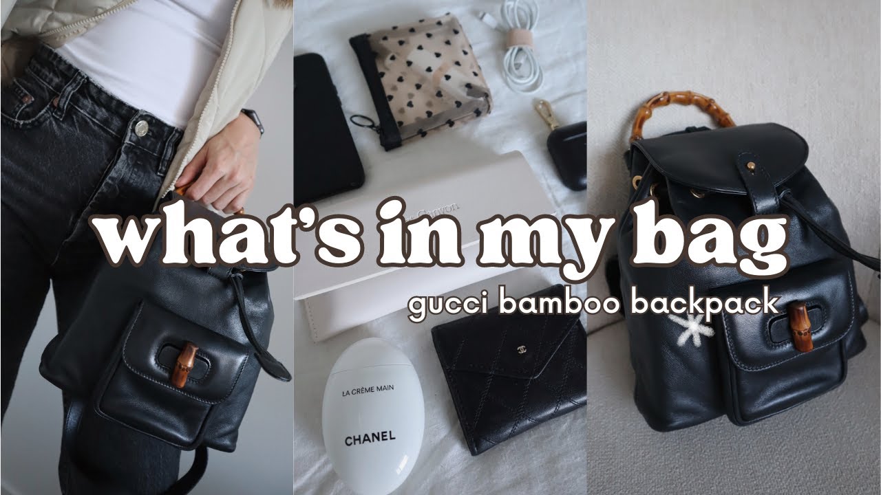 what's in my bag | Vintage Gucci Bamboo Backpack | by Shannon Reynolds ♡