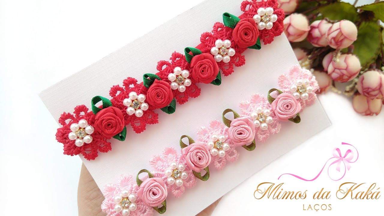 Faixa Flor Gripir e Rococó /Diy Ribbon Bow - Kaká Magalhães