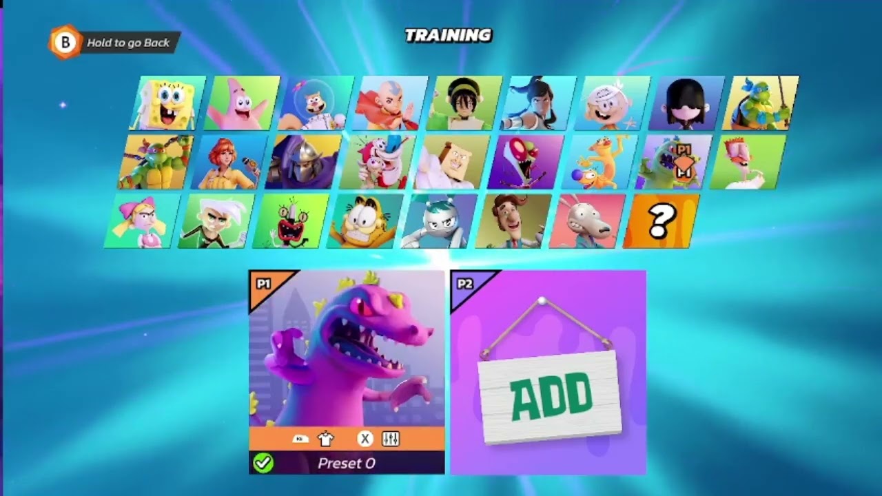 Nickelodeon All-Star Brawl character selection