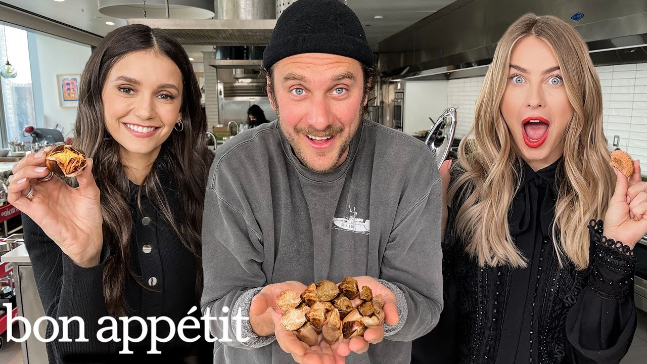 Nina Dobrev & Julianne Hough Taste Nuts With Brad | Taste Testers | Bon Appétit