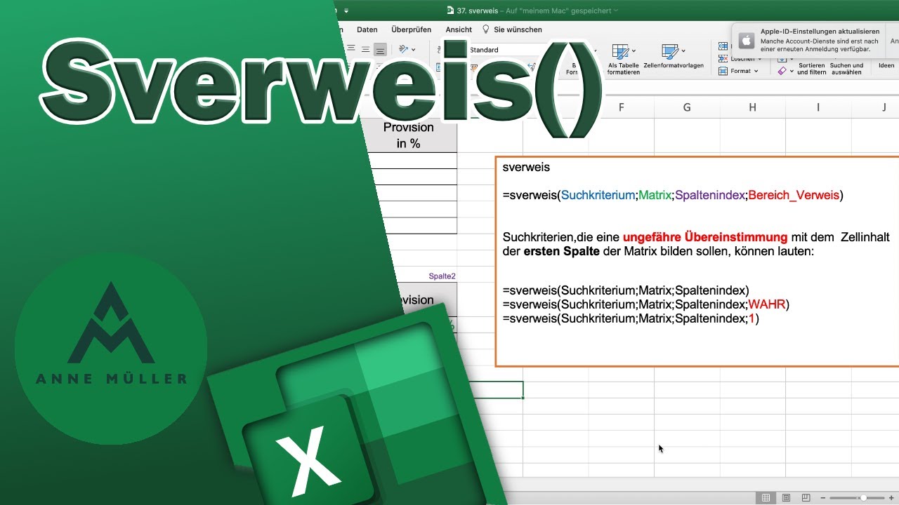 Sverweis in Excel | Suchfunktion senkrecht