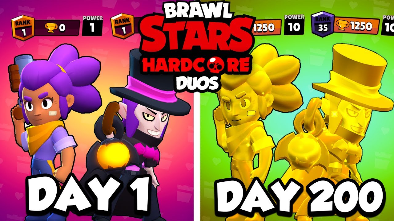 We Survived 200 Days in HARDCORE Brawl Stars.. (DUOS)