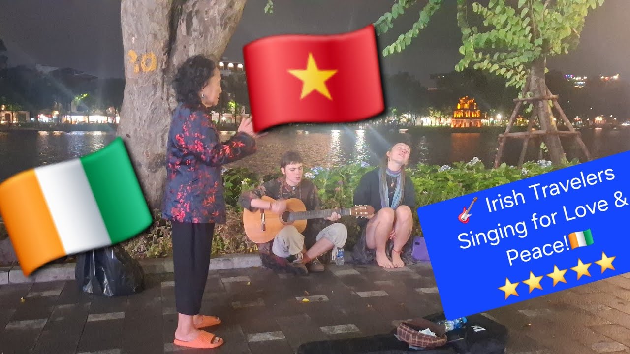 🎶 Irish sisters singing by Hoan Kiem Lake 🇮🇪✨