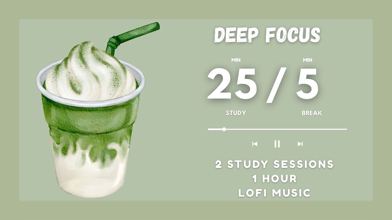 1 Hour Pomodoro Timer | 2 Sessions with Relaxing Music for Focus