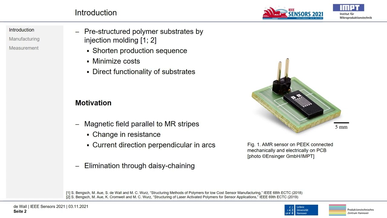 Anisotropic Magneto-Resistive Sensor Effect Based Sensor Using Daisy Chain on Polyether Ether