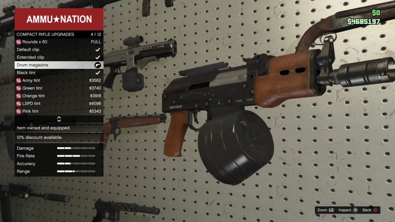 GTA V Online — «Финансы и преступления»: новые аксессуары для оружия и барабанные магазины! 1.34!