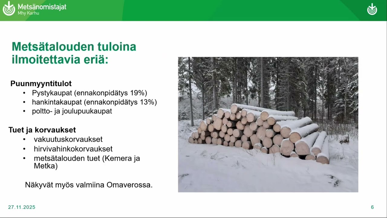 Onnistunut omistajanvaihdos aamukaffeet 27.11.2025: Metsänomistajan verotus