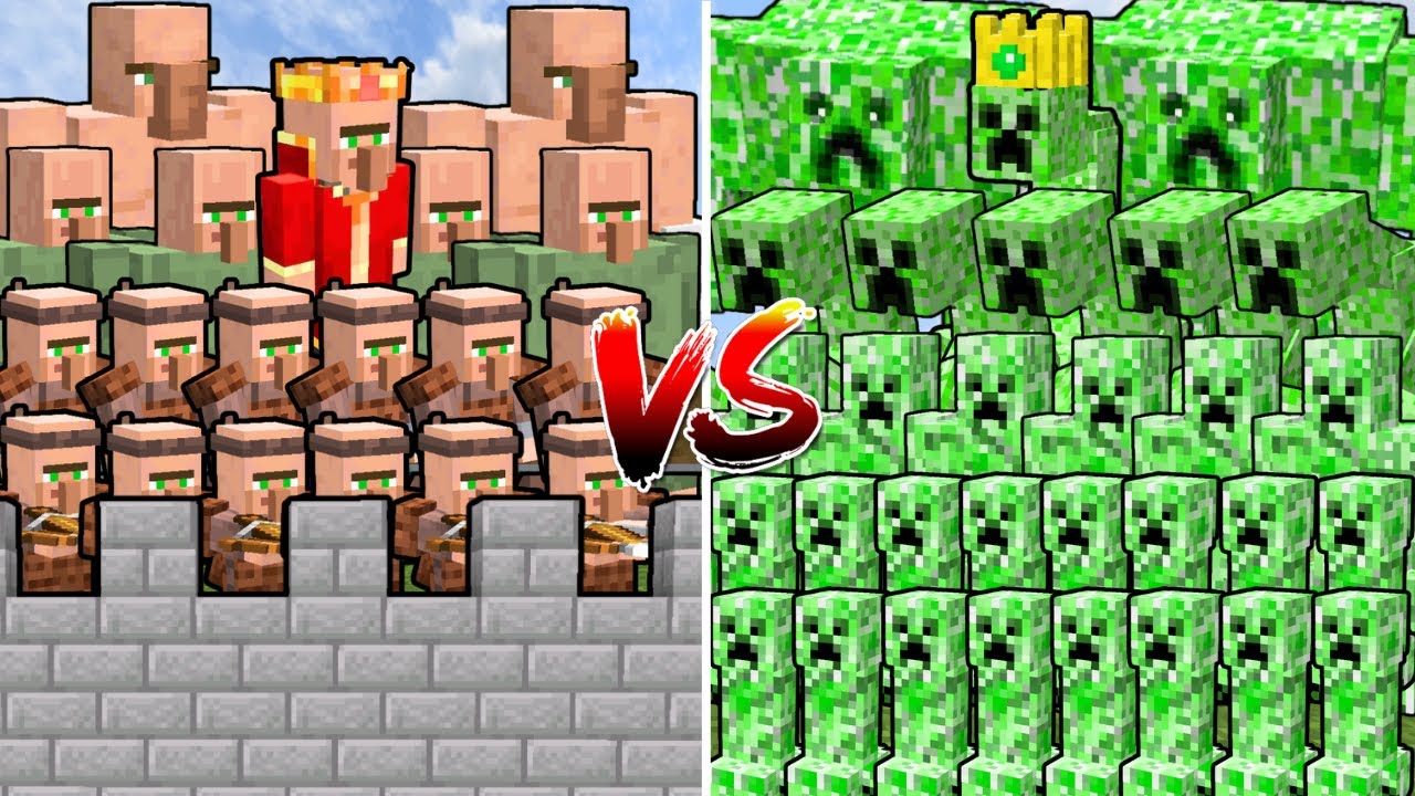 CREEPER ARMY vs VILLAGER CASTLE | Minecraft Mob Battle