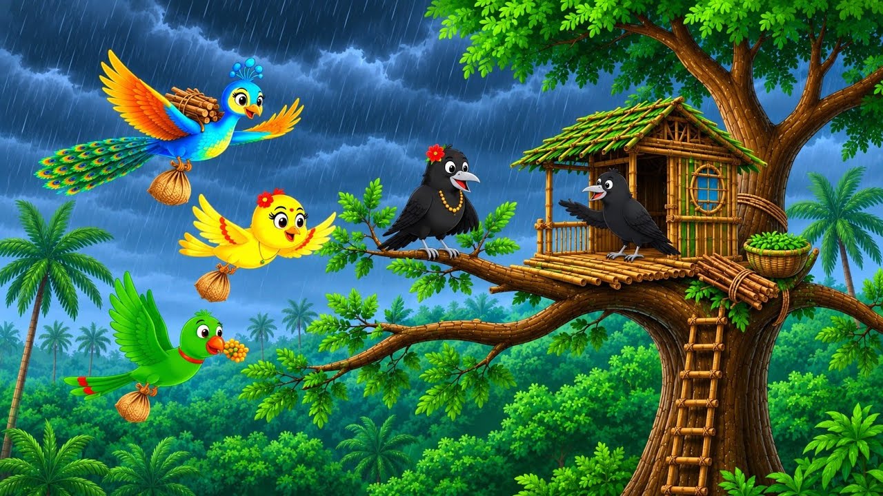 காகங்களின் முட்டையும் காட்டில் மழைக்காலமும்|  new story | village birds story|