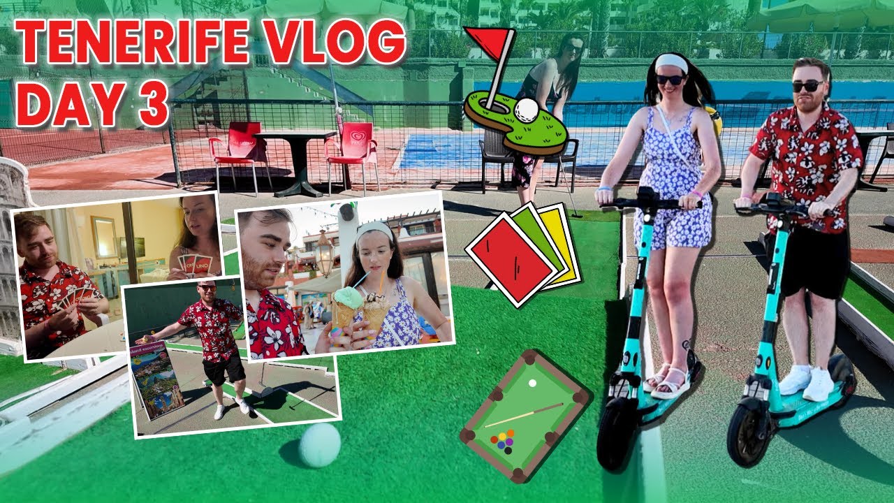 Tenerife Vlog #3 - Our First Game of Mini Golf, More Games, Renting Scooters & More!!