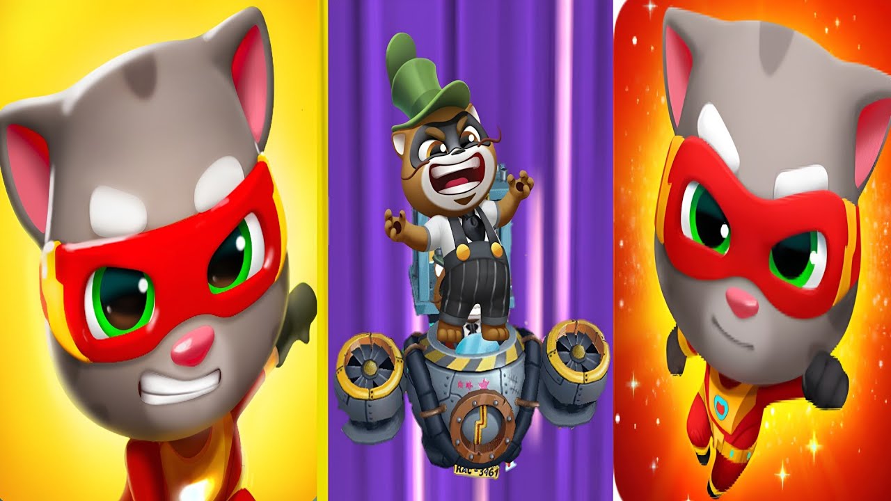 Talking Tom Hero Dash - Complete Bosses Cages Traps Unveiled Vs Heroes Battle Raccoons For Outfits