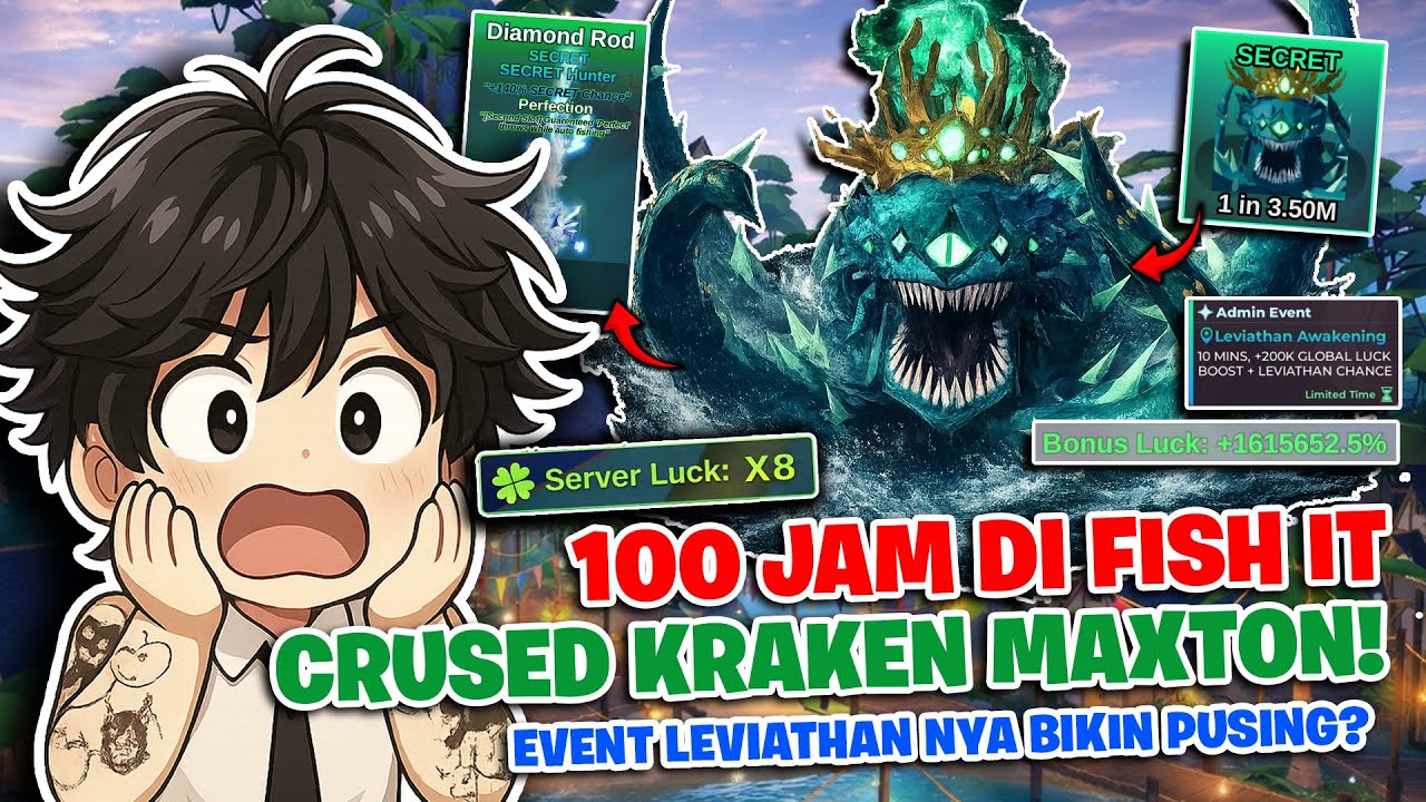 100 Jam di Fish it Dapetin Cursed Kraken Maxton 1/3.5M & Menyelesaikan Quest Leviathan Den⁉️