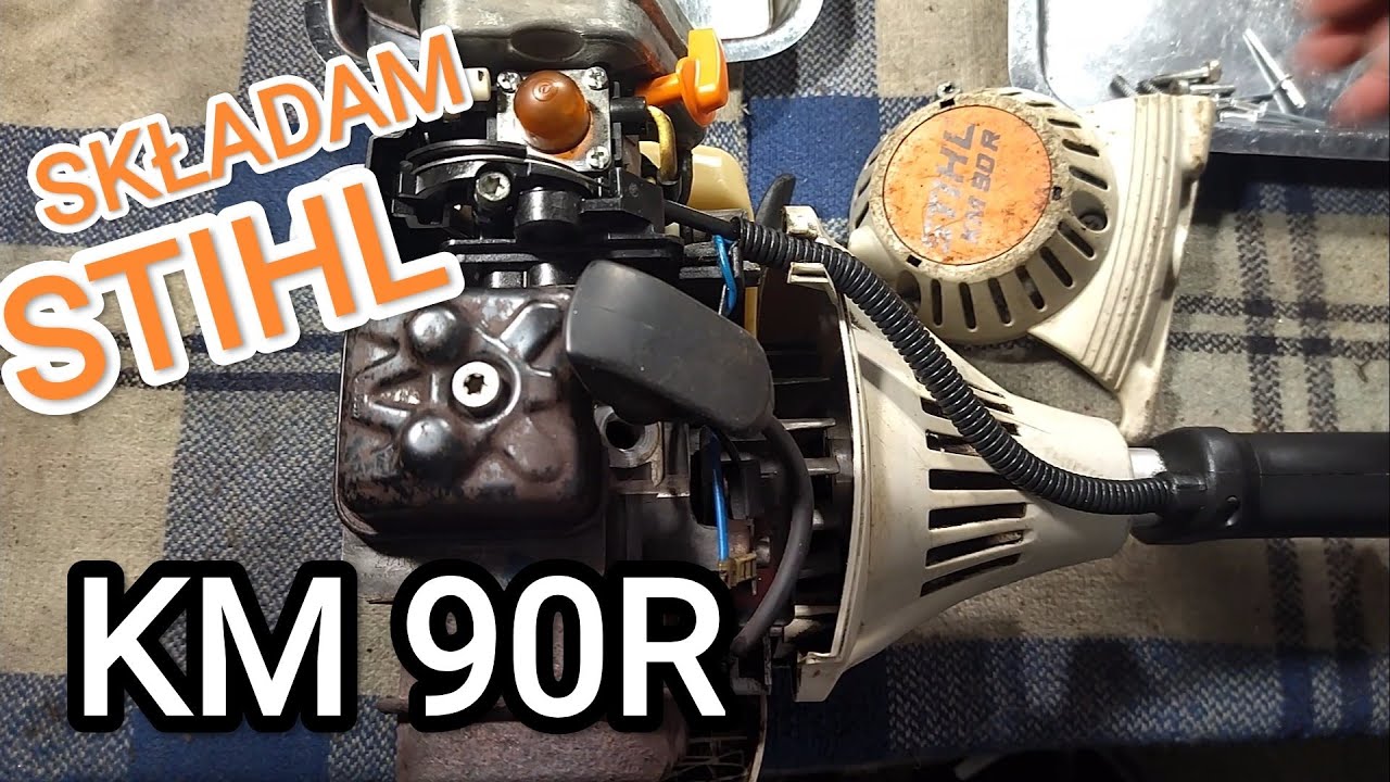 Stihl KM 90R czyli FS90 4-MIX, wymiana membran, składam gaźnik oraz osłony silnika.