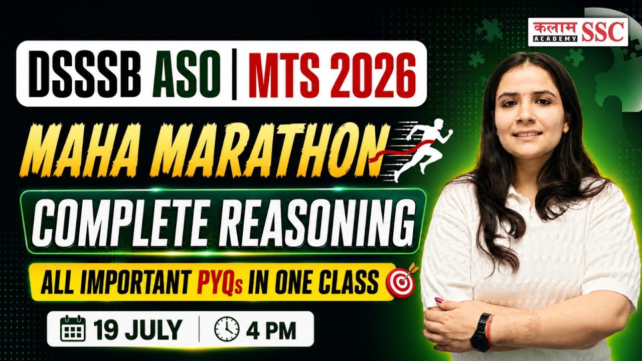 DSSSB ASO & MTS 2026 | Complete Reasoning Marathon | Reasoning Most Important PYQs by Shikha Ma'am