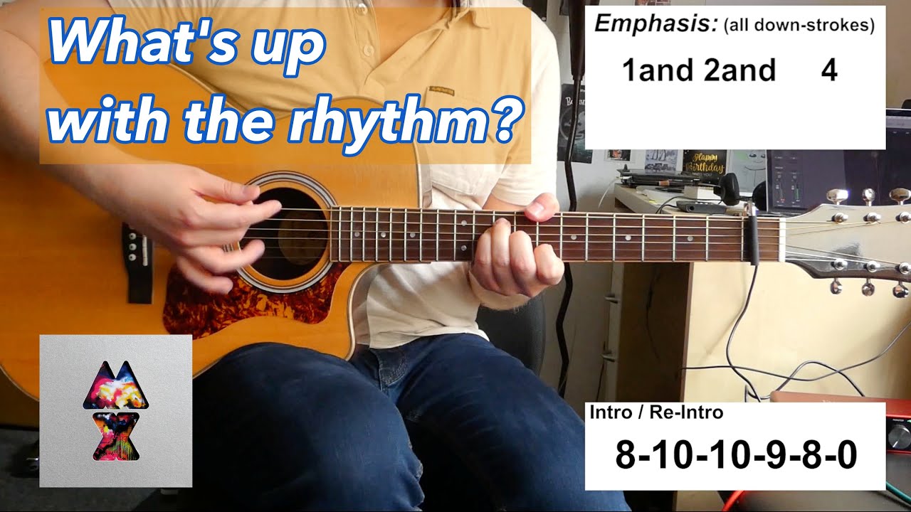 Coldplay - Paradise (acoustic guitar + full band cover/tutorial, incl. lead electric guitars + bass)