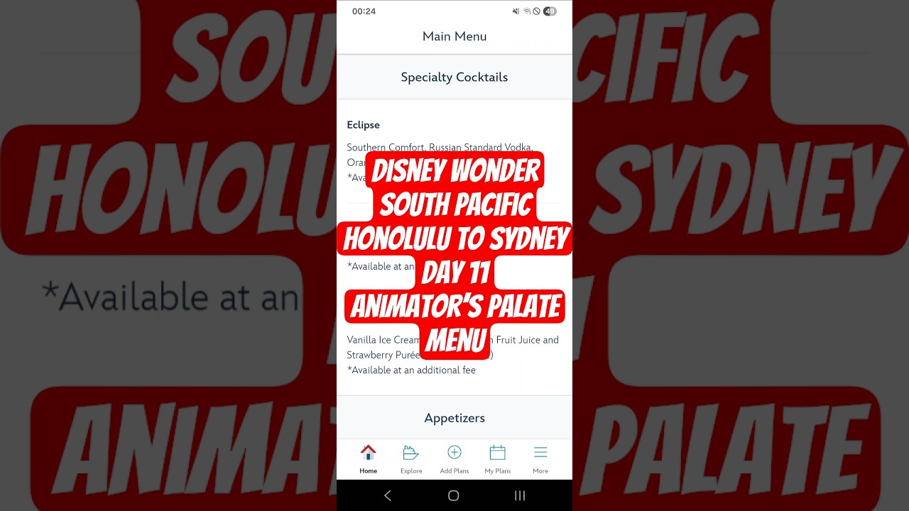 Animator’s Palate Menu | Disney Wonder Day 11 