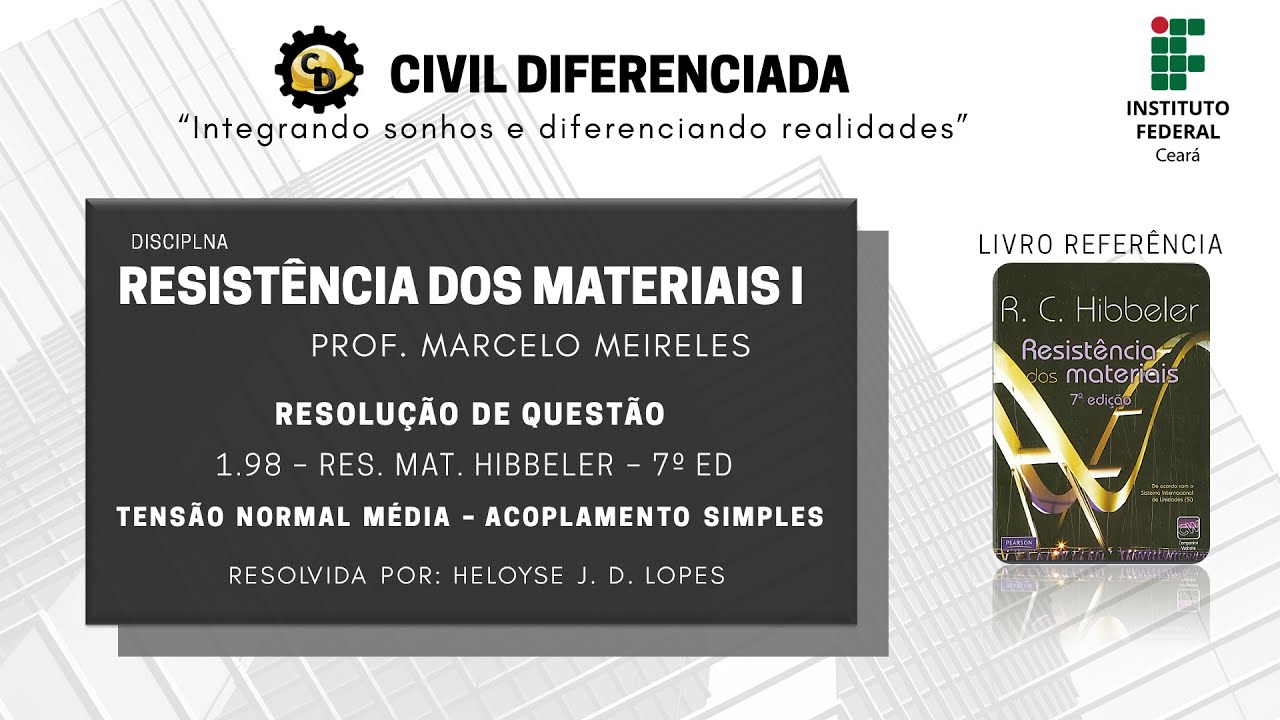 QUESTÃO 1.98 - RESISTÊNCIA DOS MATERIAIS I - HIBBELER 7º EDIÇÃO.