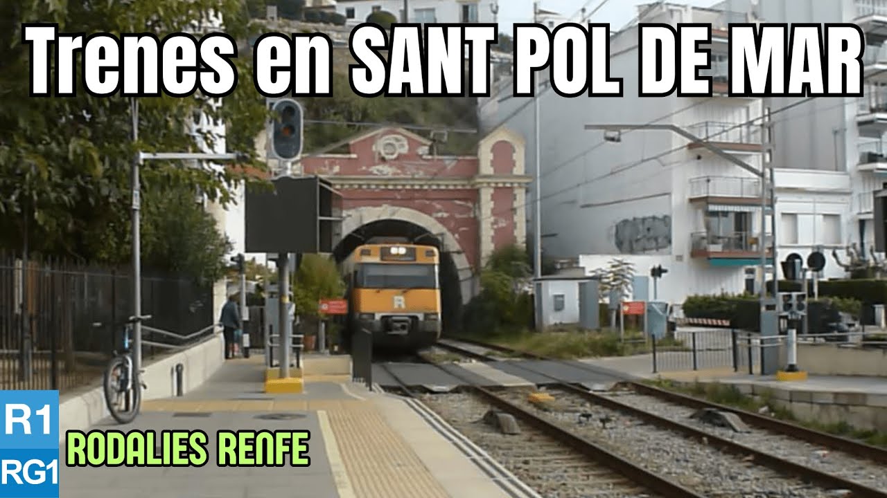 RODALIES RENFE. Estación y túnel de Sant Pol de Mar. R1, RG1, Civia y 447.