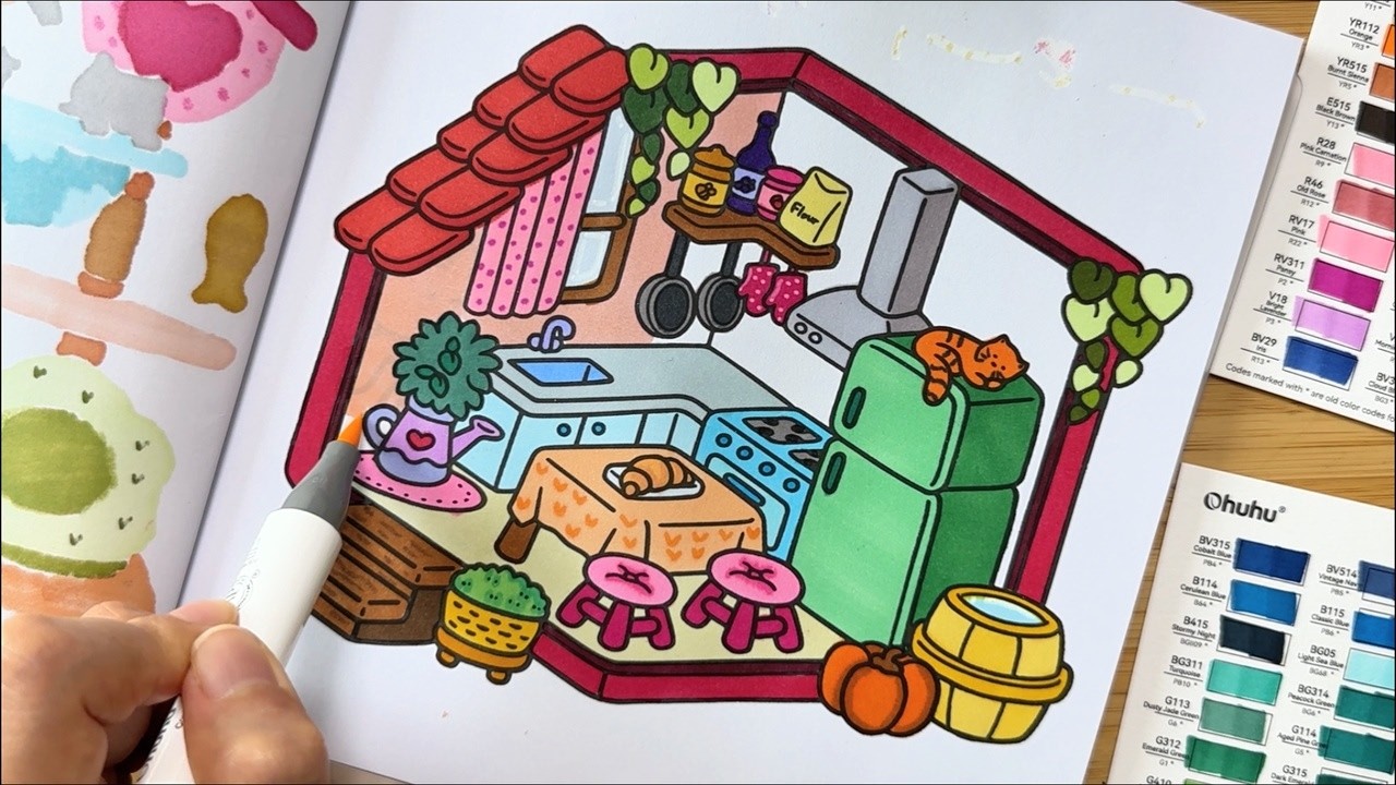 [ASMR] Color With Me : Cozy home, Relaxing marker sounds, white noise