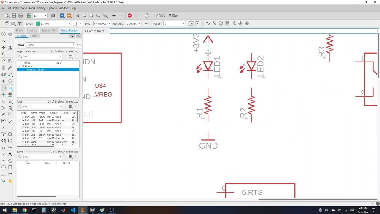 Eagle PCB Design 2/3 - Draw a schematic (2022)