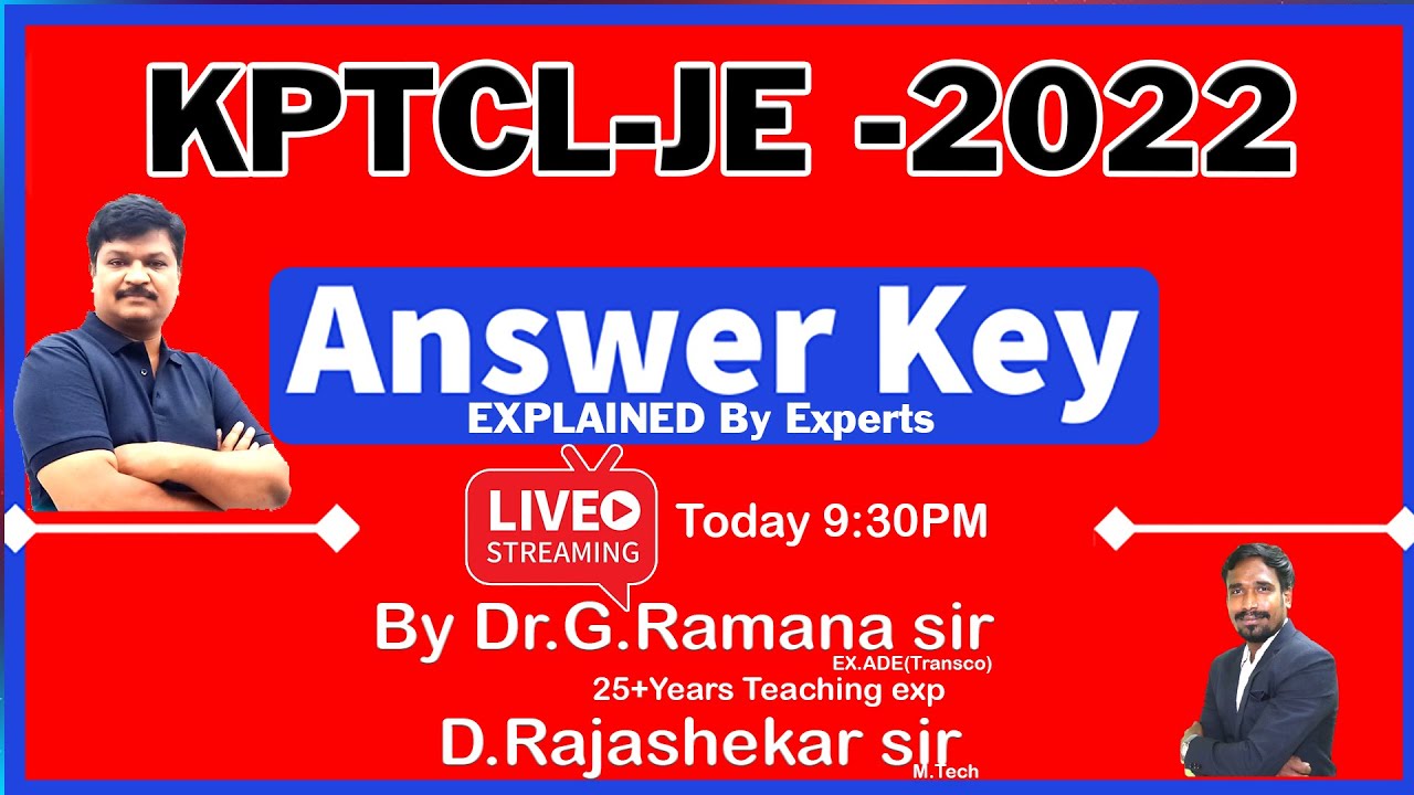 KPTCL RECRUITMENT NOTIFICATION 2022 | KPTCL  JE  KEY  -2022 JUNIOR ENGINEER