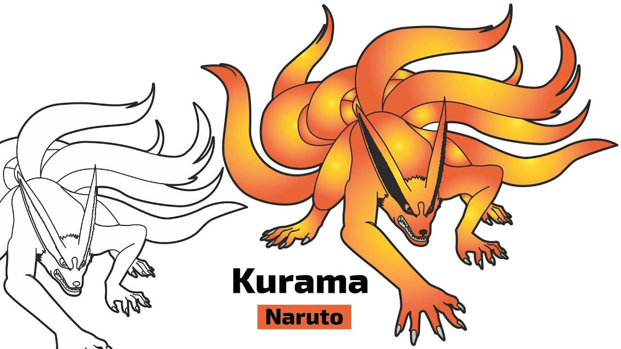 How To Draw Kurama (Nine Tails) | Step By Step | Naruto