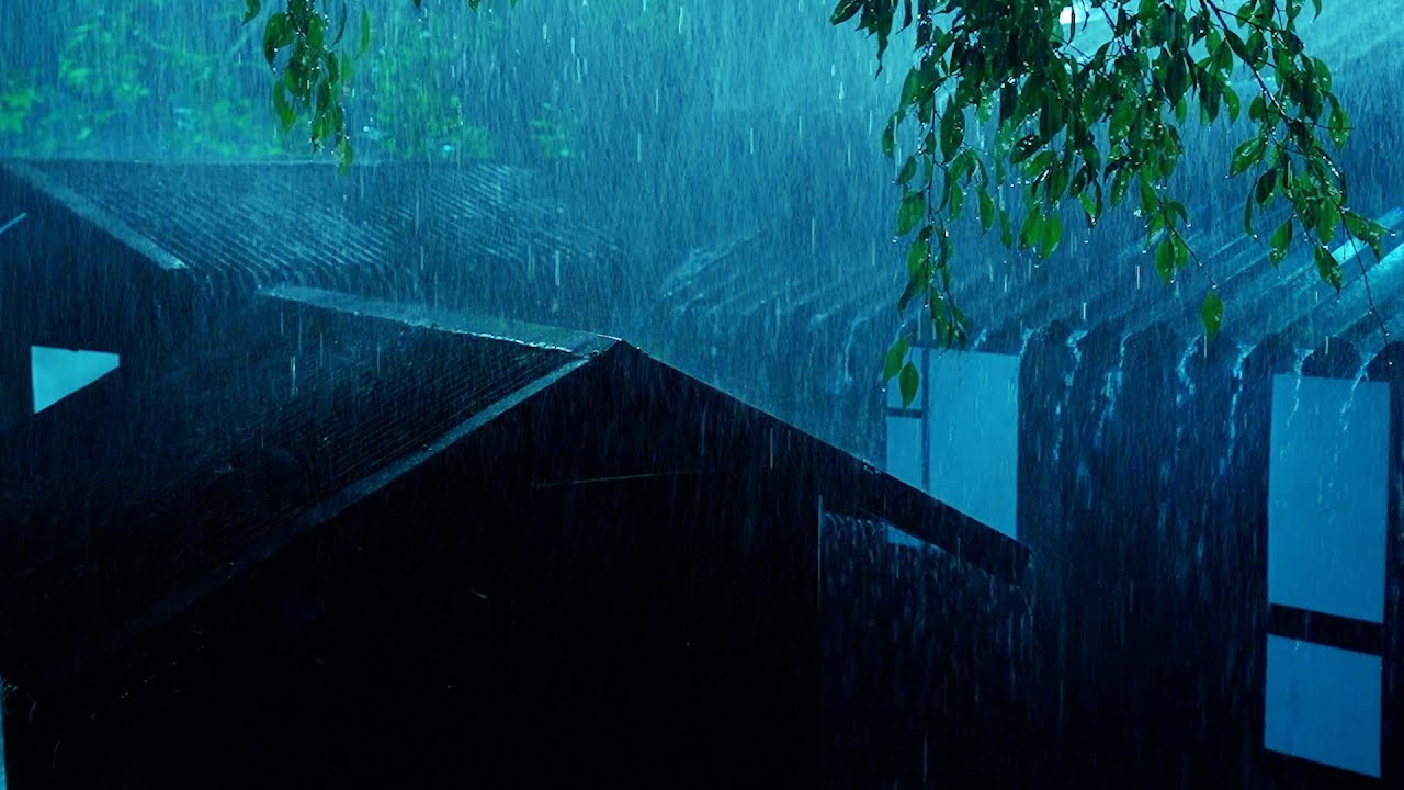 Fall Asleep in 3 Minutes 🌧️ Heavy Rain and Thunder on Tin Roof for Deep Sleep and Stress Relief