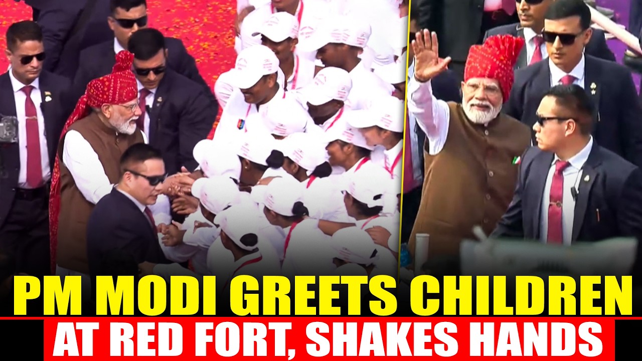 LIVE: PM Modi Greets Children at Red Fort, Shakes Hands | Independence Day | India | Delhi