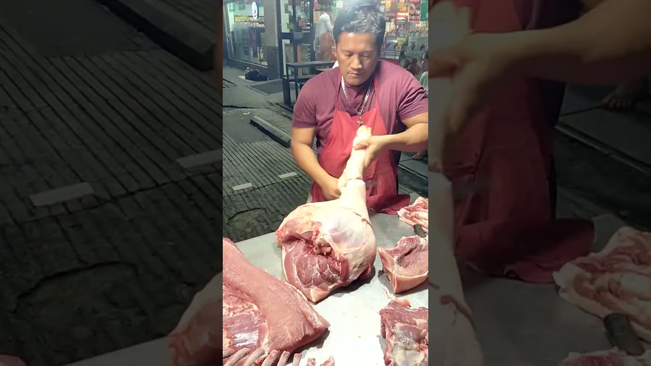 Debone pig PORK HAM LEG 🐖🐖🐖 QUICK SLICE #debone #PORKMEAT