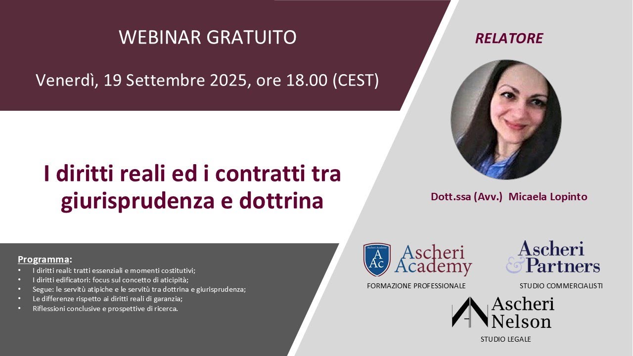 Webinar: I Diritti Reali ed i Contratti tra Giurisprudenza e Dottrina