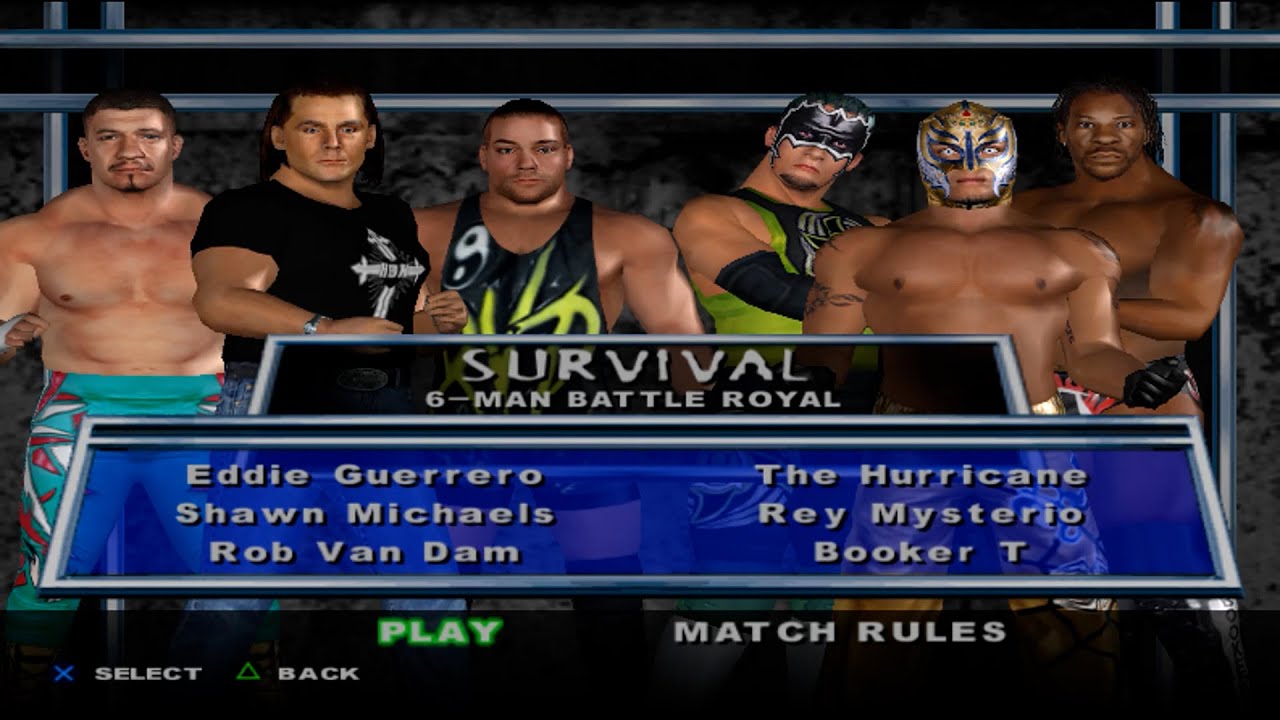 WWE SmackDown! HCTP - EddieGuerrero,HBK,RVD,TheHurricane,ReyMysterio,BookerT (SURVIVAL)