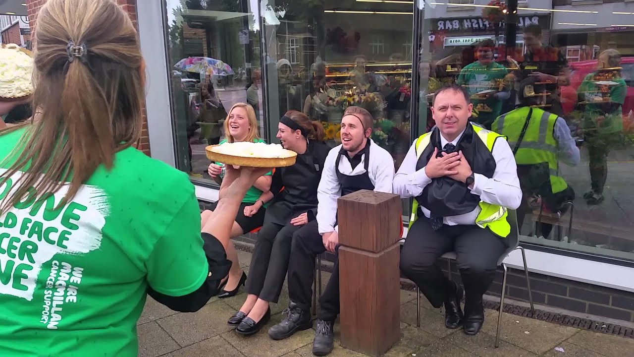 M&S mangers took a pie in the face for Macmillan