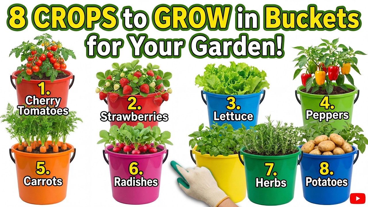 8 CROPS to GROW in Buckets for Your Garden!