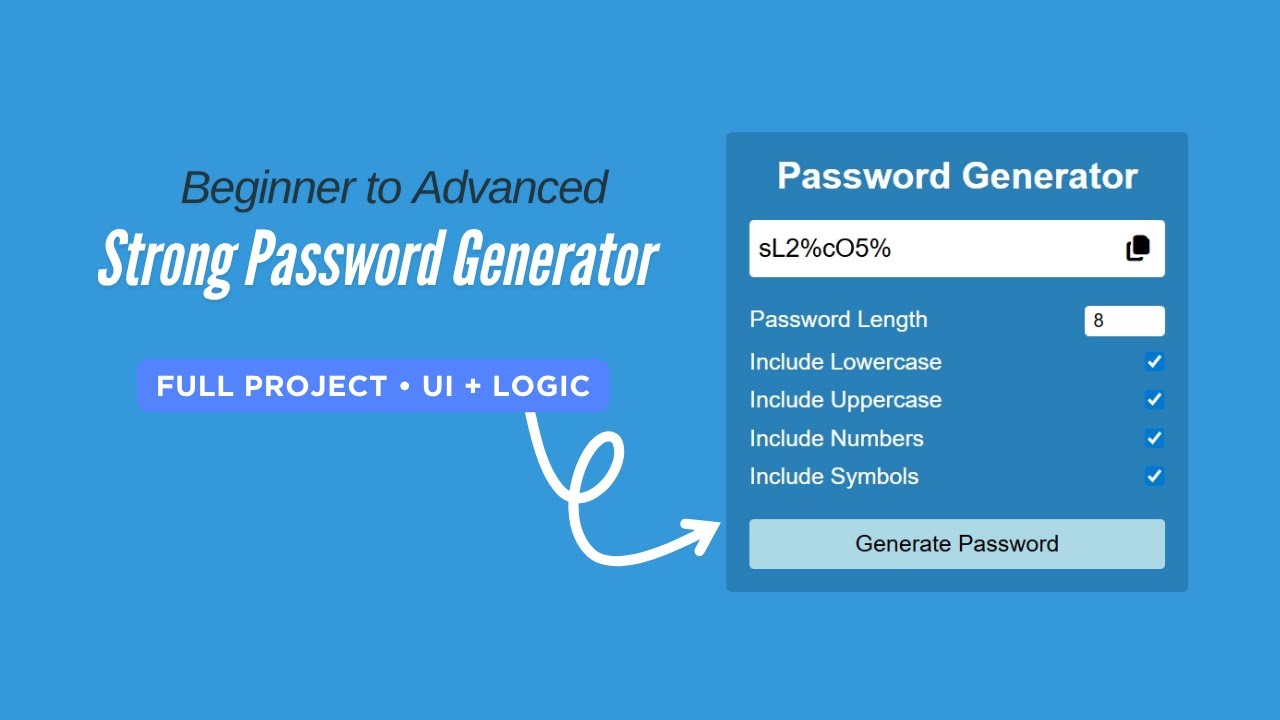 Build a Complete Password Generator in JavaScript | Full Project Tutorial (UI + Logic)