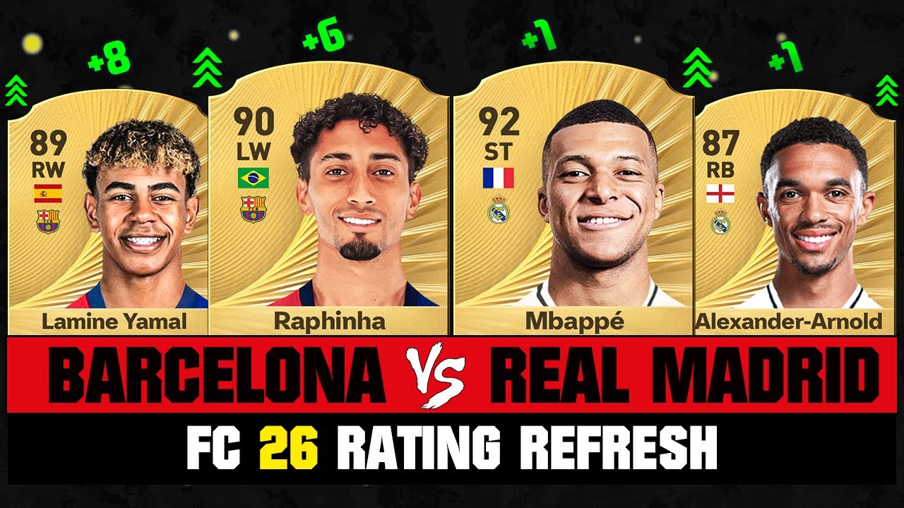 FIFA 26 | BARCELONA VS REAL MADRID PLAYER RATINGS IN FC 26! 😱🔥 ft. Raphinha, Lamine Yamal, Mbappe…