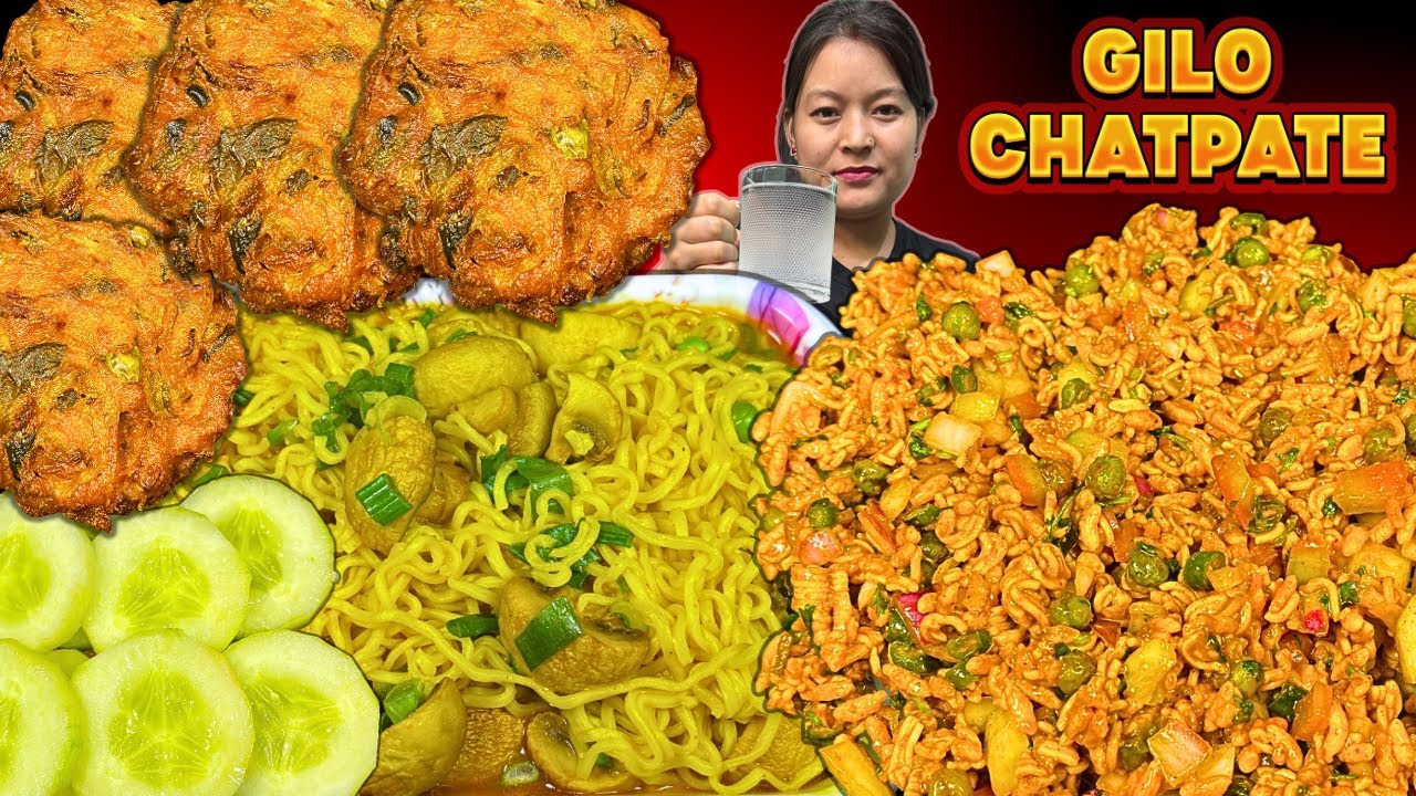 EATING MAGGIE NOODLE | SPICY NEPALI GILO 🥵CHATPATE | PAYAZ PAKODA | SALAD MUKBANG | #rtm1997 