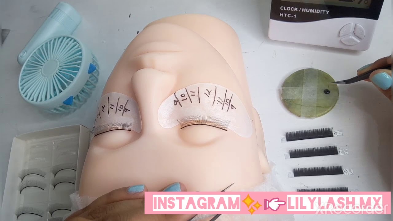 💕Aplicación de extensiones 1x1en maniquí 👉Lily lash