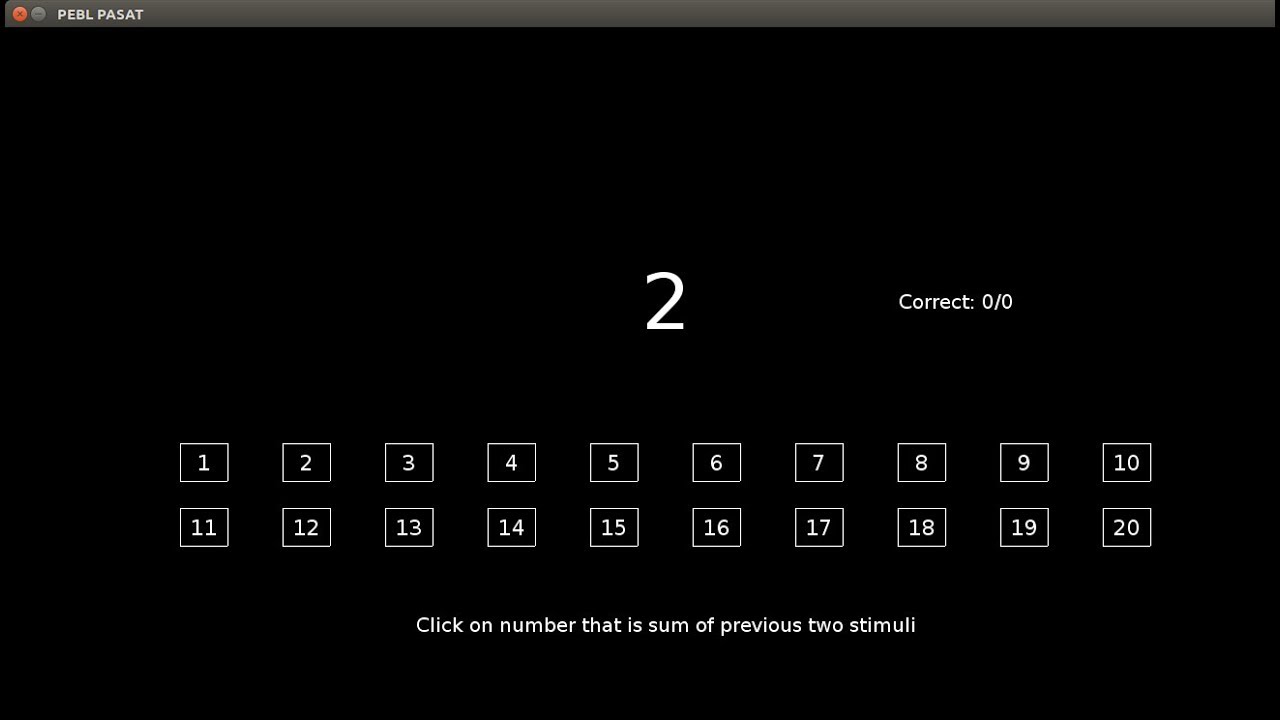 PEBL Paced Audio Serial Addition Test (PASAT)
