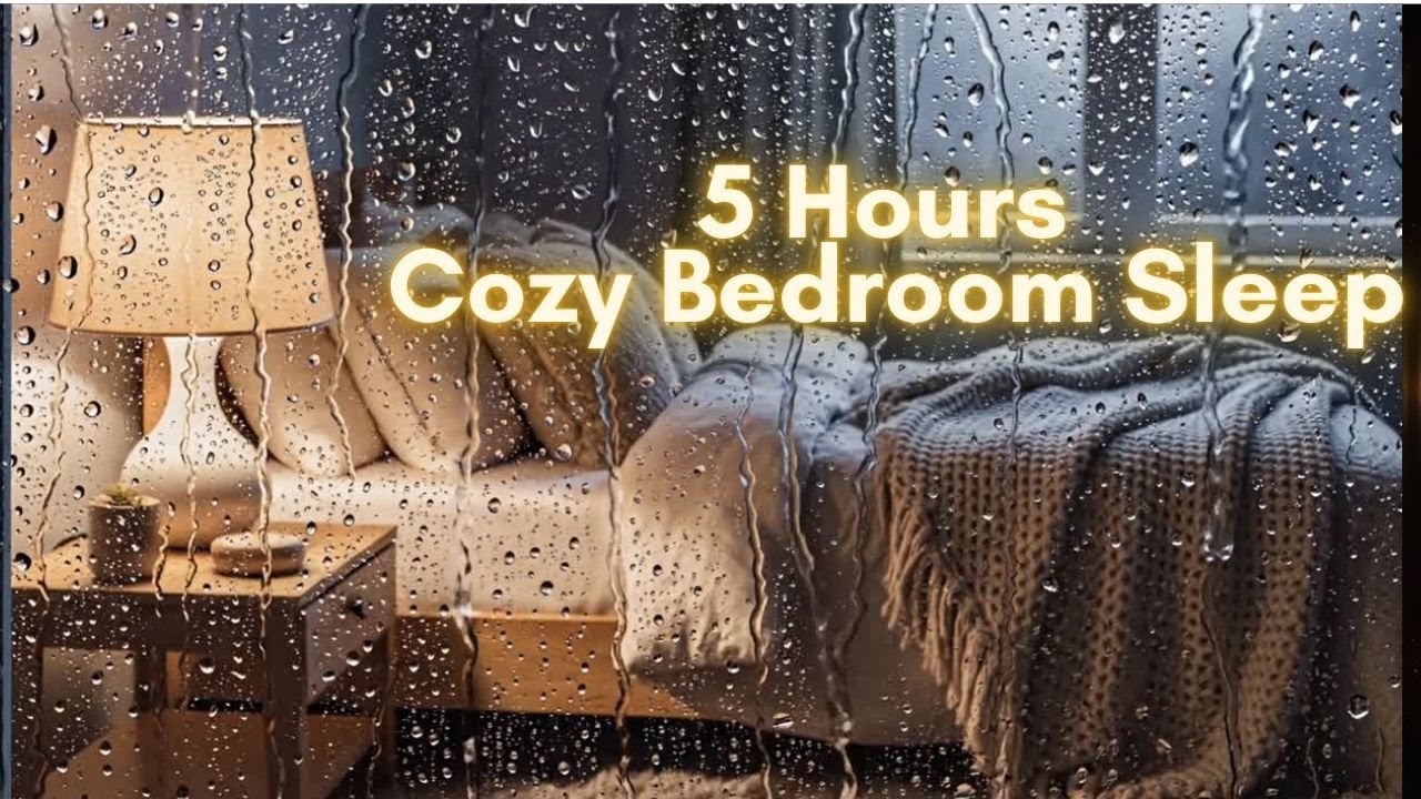 Rainy Night Cozy Bedroom Sleep Music | 5 Hours  Warm Lamp Ambience | Fall Asleep Fast
