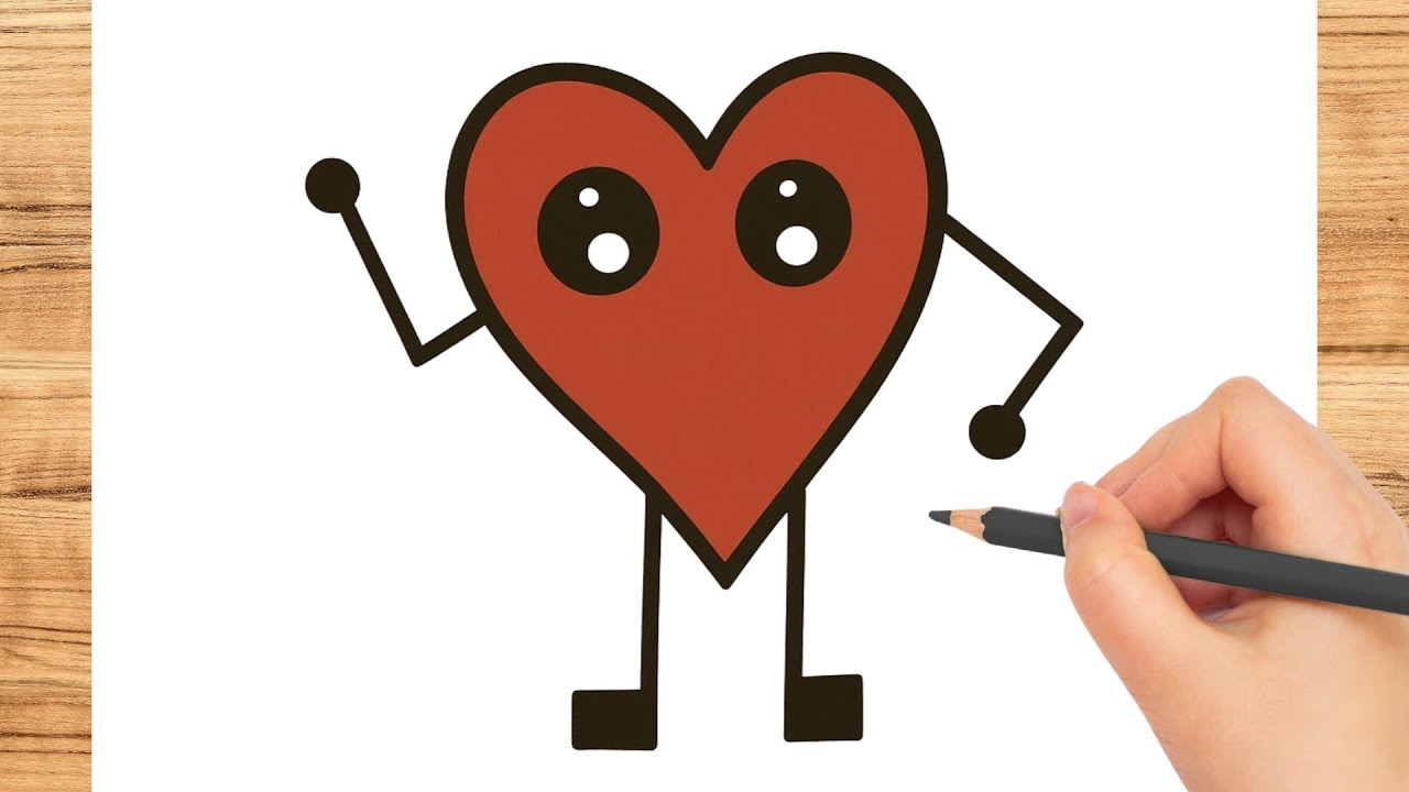 How to Draw a Dancing Heart for Valentine's Day - Easy Drawing Tutorial for Kids and Beginners