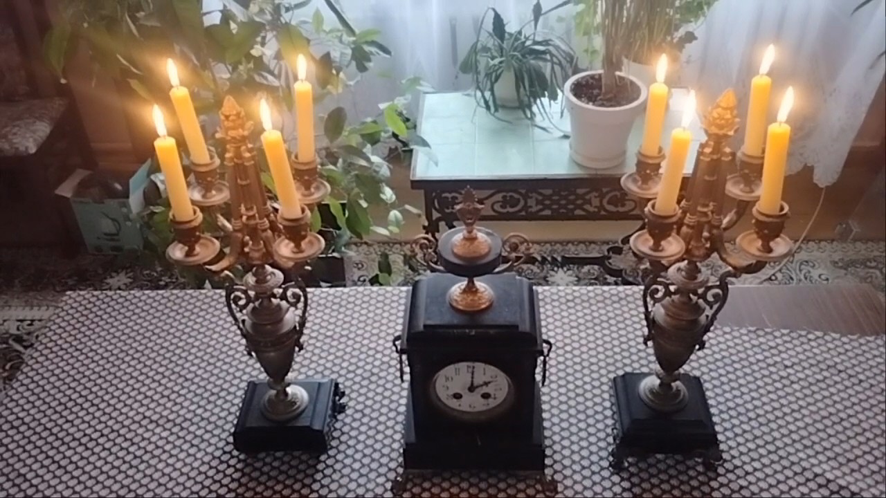 Zegar kominkowy FRACUZ XIX w. z kandelabrami Prezentacja