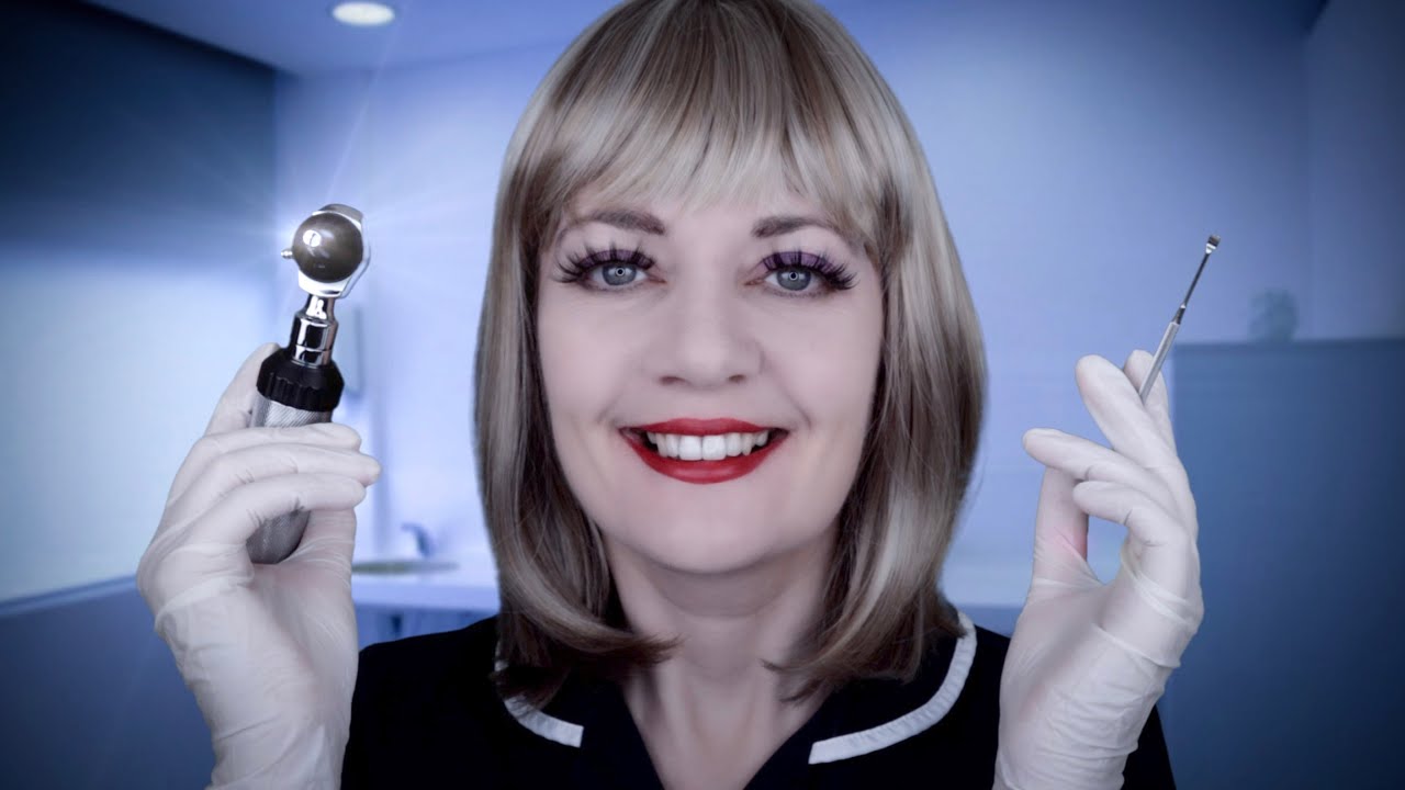 ASMR Ear Exam & Deep Ear Cleaning - Otoscope, Fizzy Drops, Gloves, Picking, Typing, Caring Nurse
